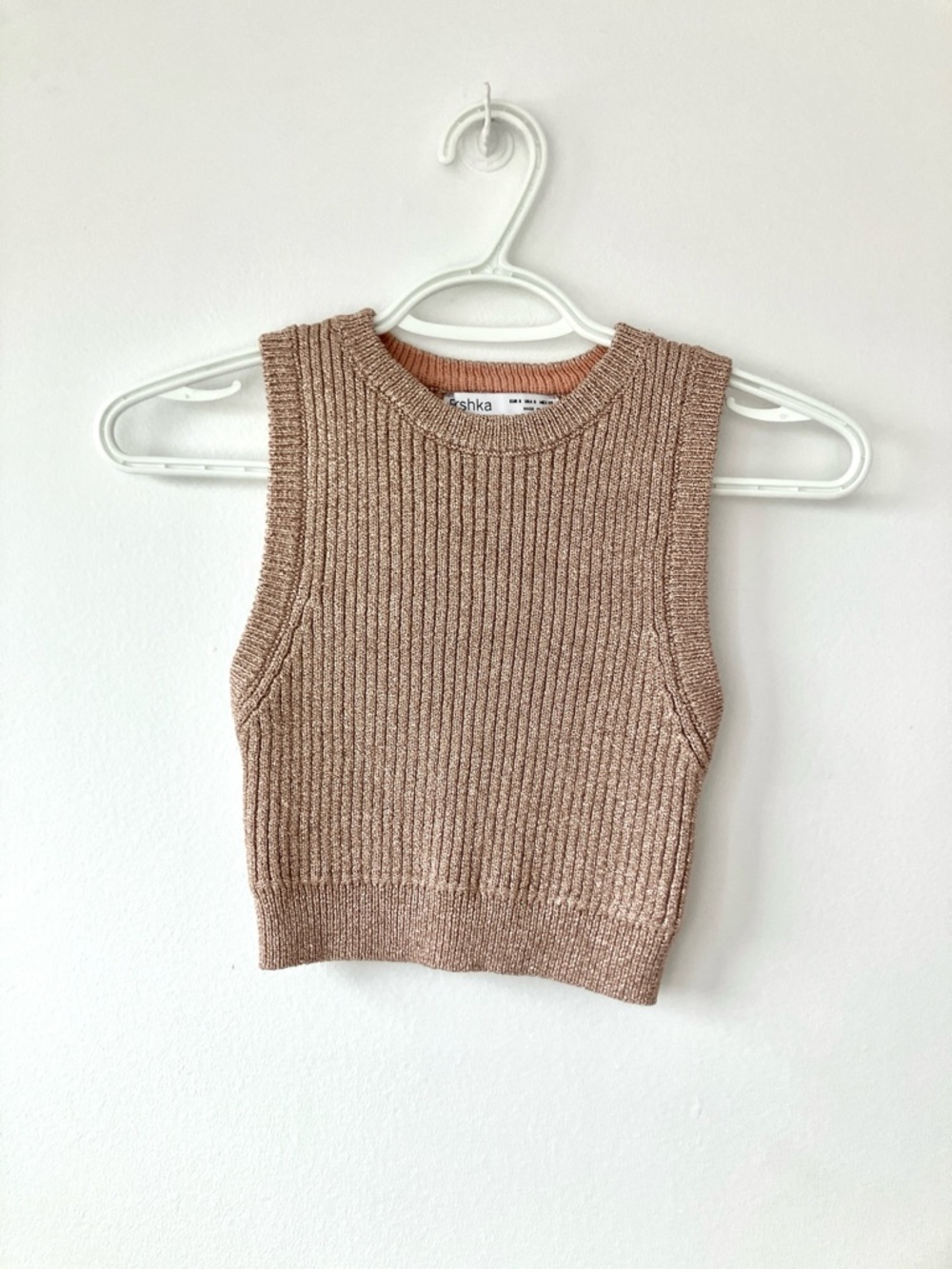 Bershka Rose Gold Stretch Crop Top